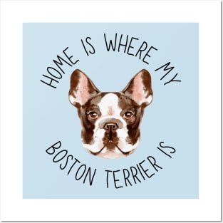 Home is Where My Boston Terrier Is Dog Breed Lover Watercolor Posters and Art